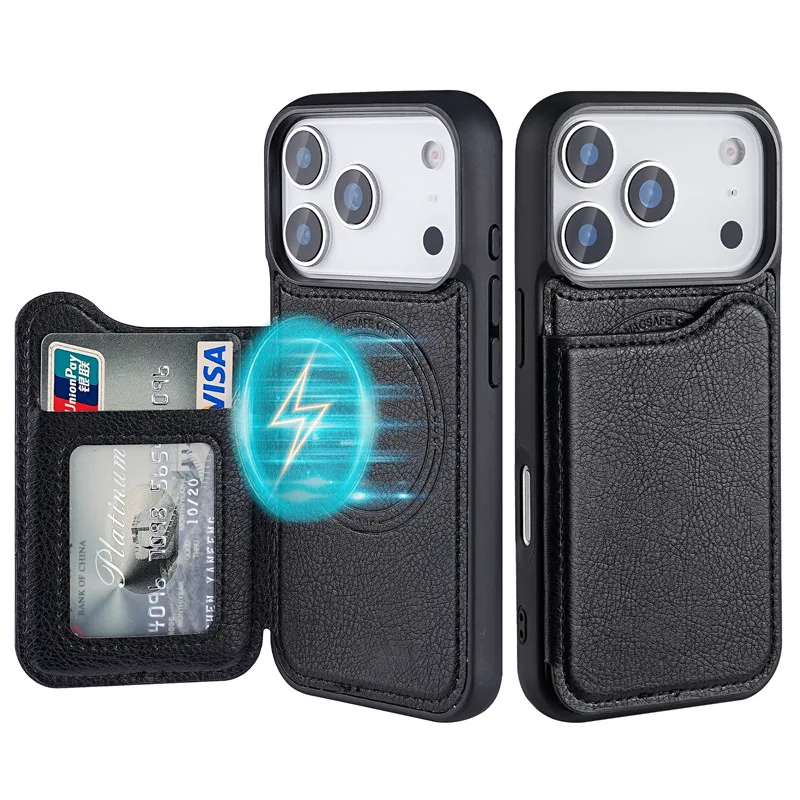 Phone Cases With Magnet - Voor Magsafe Magnetische Flip Lederen Portemonnee