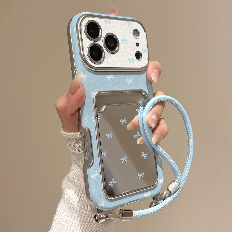 Phone Cases With Card Holder - Schattige strik spiegelkaart houder telefoonhoesje voor