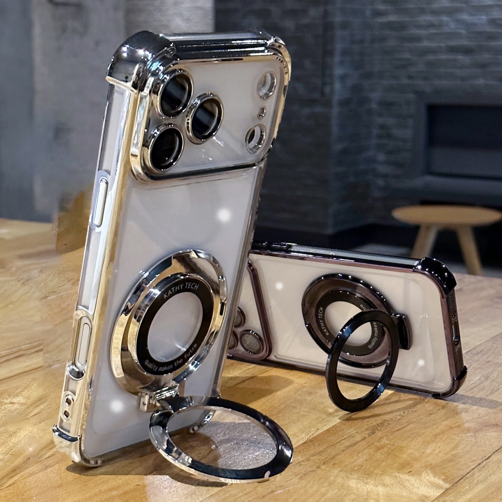 Phone Cases With Magnet - Luxe Schokbestendig Plating Heldere Stand Case