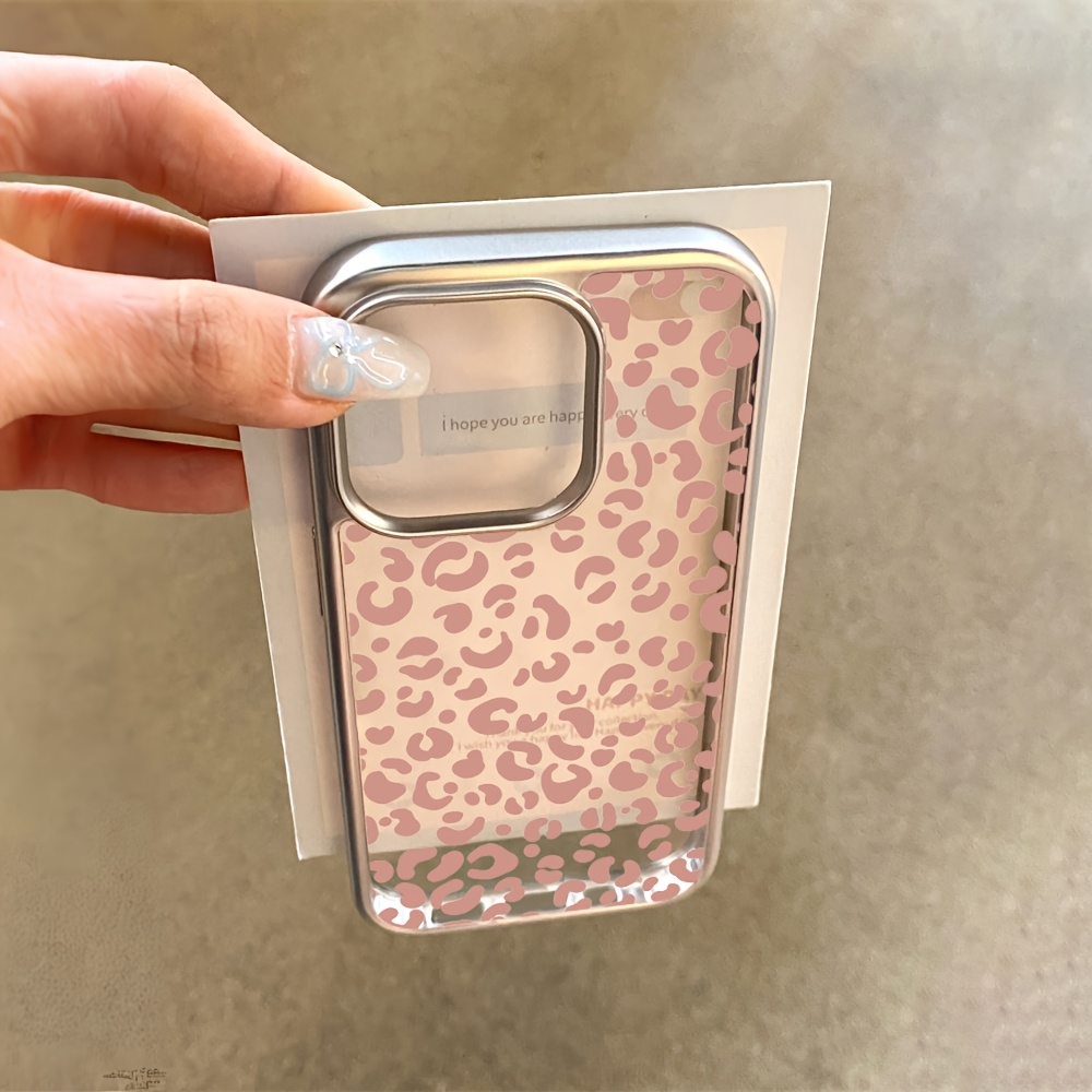 Phone Cases Transparent - Roze luipaardprint elektrolytisch geplateerde transparante telefoonhoes