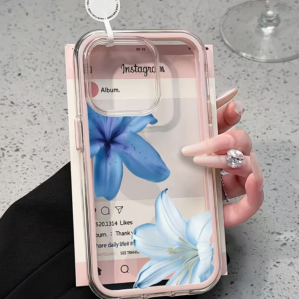 Phone Cases Transparent - Blauwe Lelie Bloem Transparante Telefoonhoesje voor