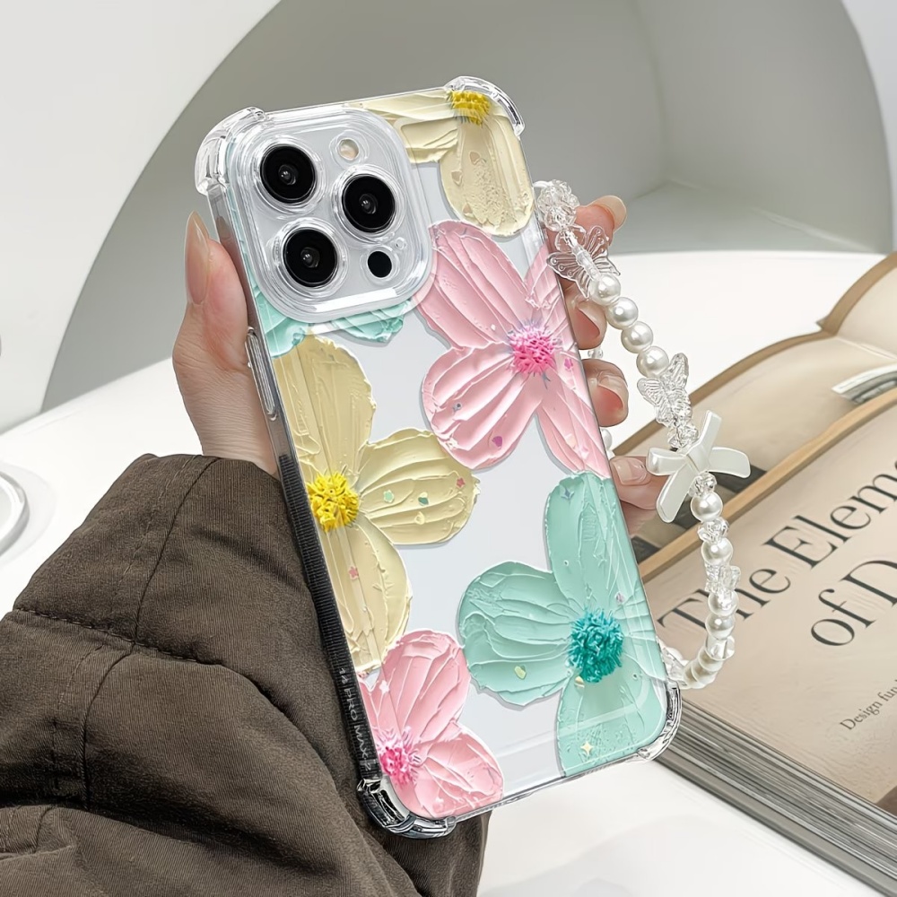 Phone Cases Drop Proof - Kleurrijke Bloemen Transparante TPU 4-hoekige Anti-Stoot