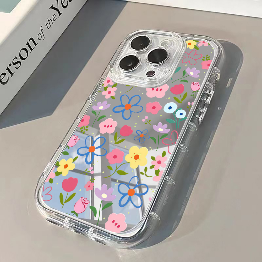 Phone Cases Otterbox - Koreaanse Ins Style Bloemige Zilveren Spiegel