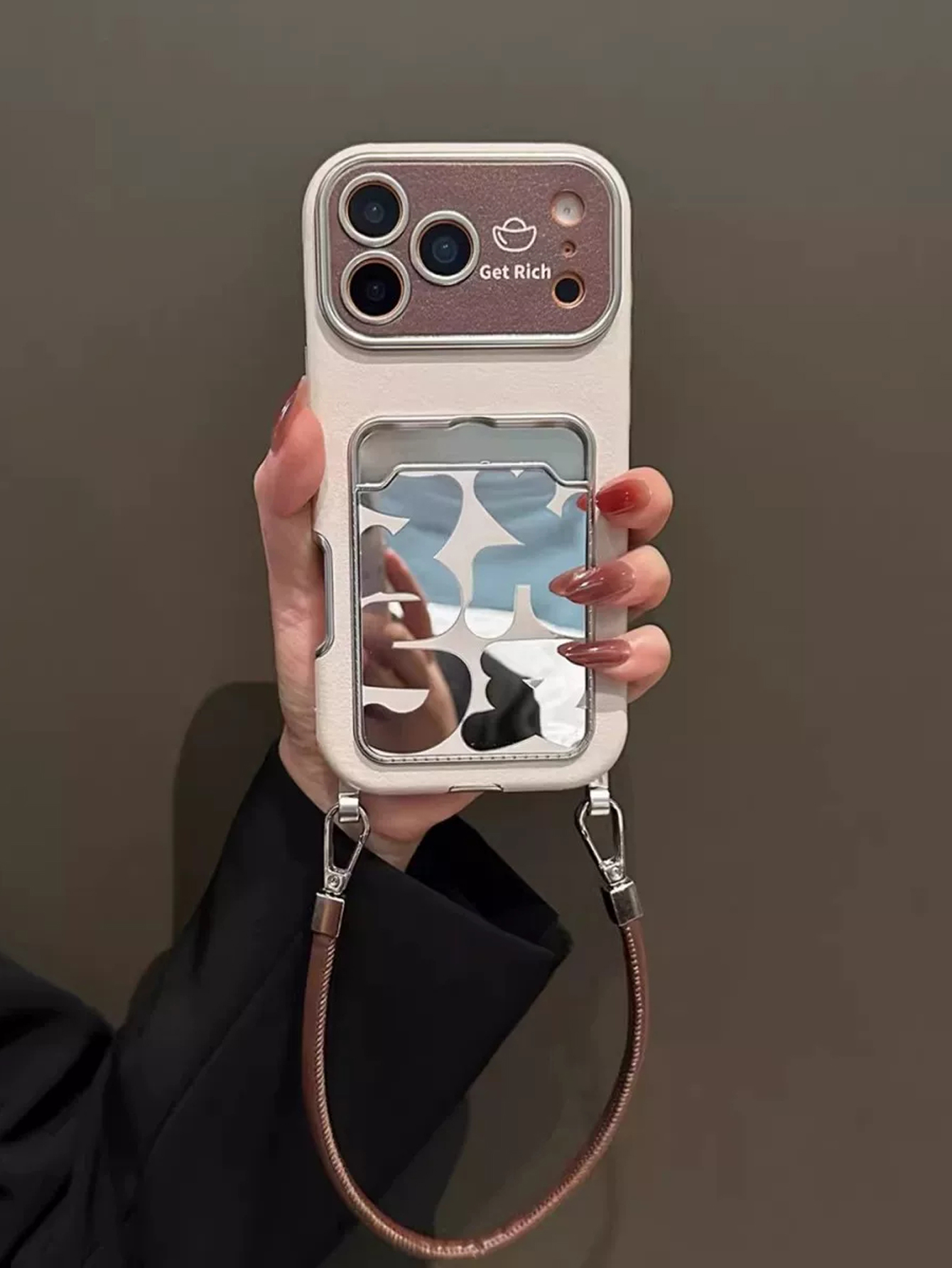 Luxe lederen spiegel-kaarthoud - Phone Cases With Card Holder recensie en prijs