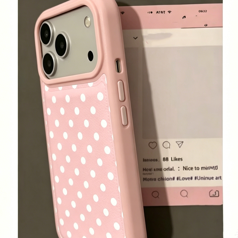 Trendy schattige roze polkadot - Phone Cases Korea recensie en prijs