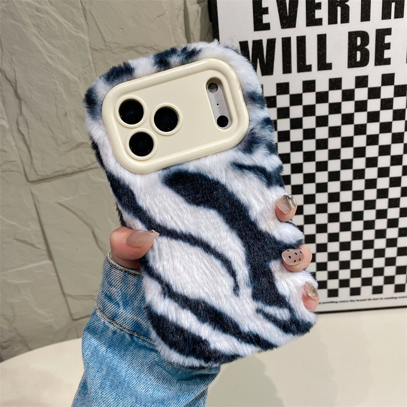 Luxe zebra-patroon pluche tele - Phone Cases For Iphone 17 recensie en prijs