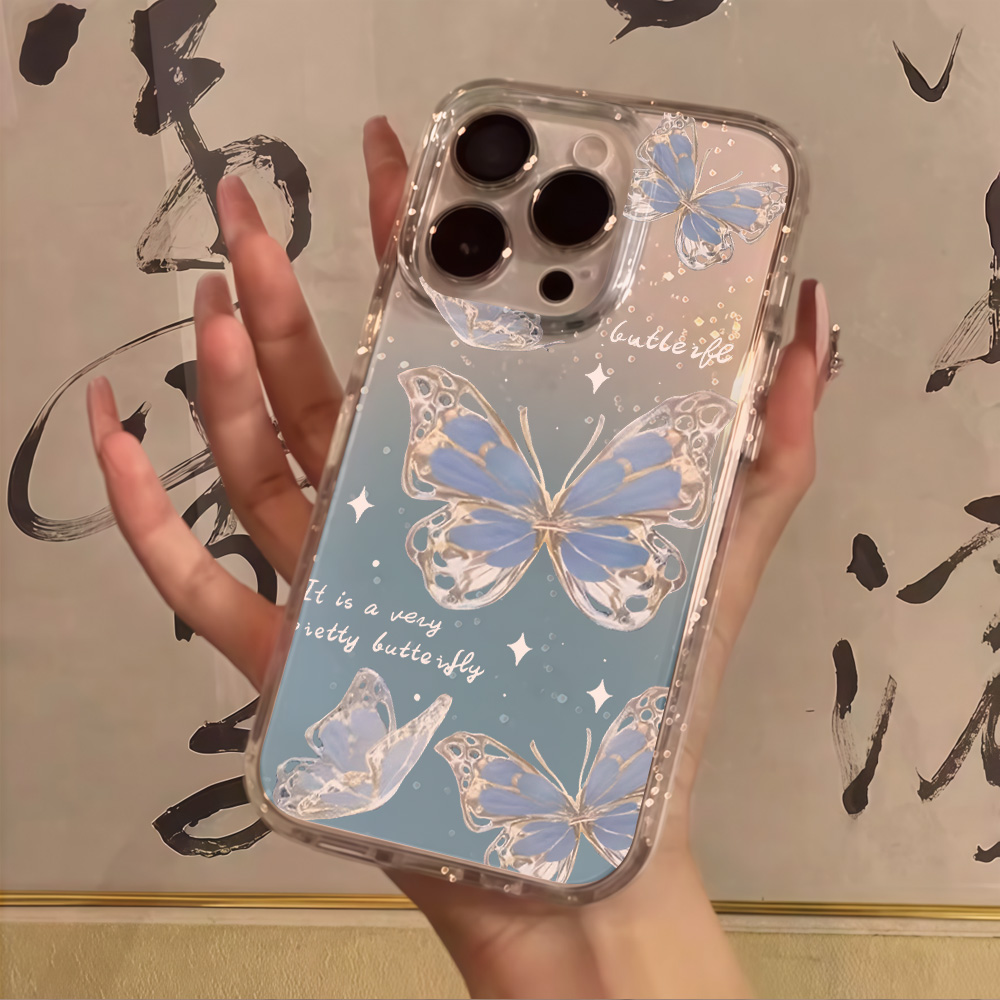Luxe Blauwe Vlinder Glitter Te - Phone Cases Transparent recensie en prijs